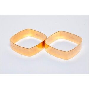 Rare Vintage 2 Joan Rivers Bangle Bracelets Modernist Gold‎ Tone Women's Jewelry